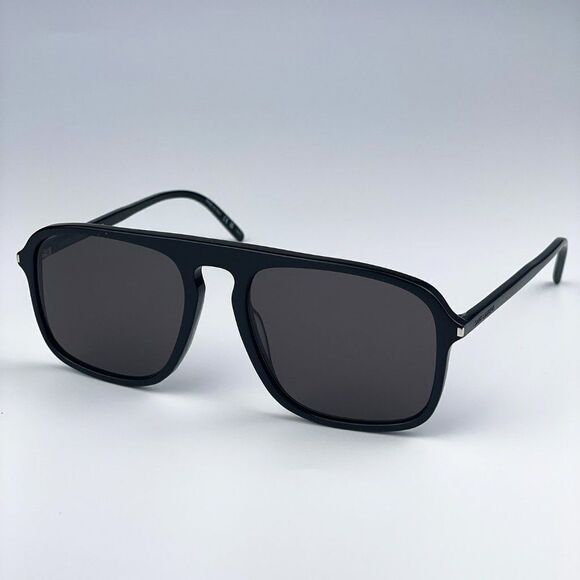 NEW Saint Laurent SL590 001 Black Aviator Unisex Sunglasses - Picture 1 of 12